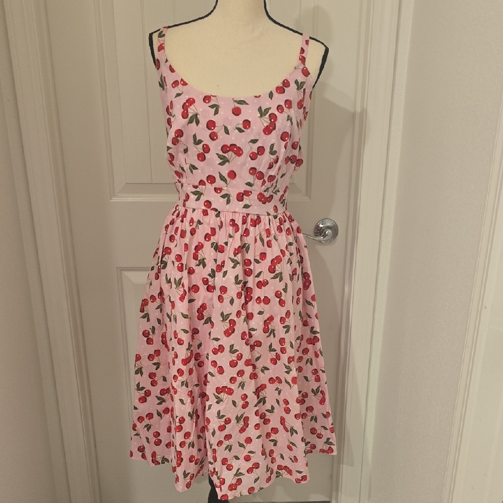 Torrid Pink Cherry Print Midi Dress NWT